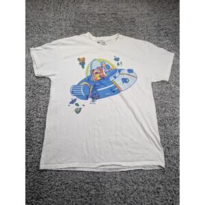 Rick & Morty Shirt Men Large White Adult Swim Cartoon Graphic Tee Short Sleeve